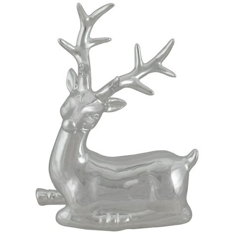 10 Metallic Silver Sitting Reindeer Christmas Tabletop Decor Walmart