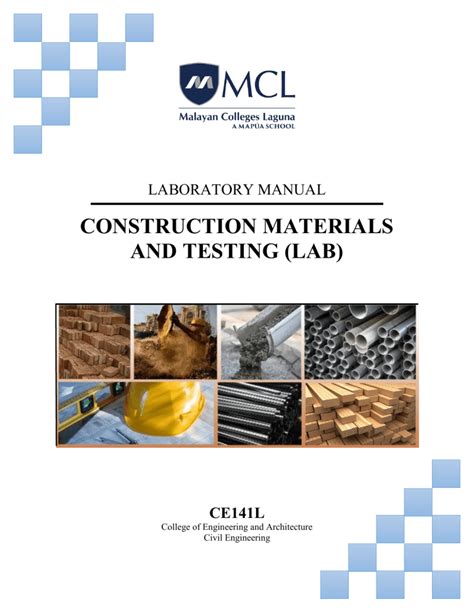 Ce L Construction Materials And Testing Laboratory Manual