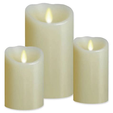 Luminara Real Flame Effect Pillar Candle In Ivory Bed Bath And