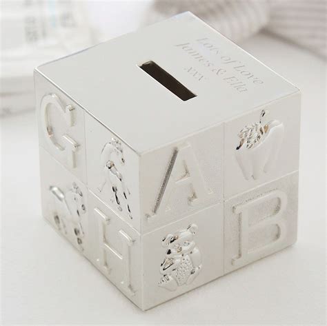 Personalised Baby Ts Silver Money Box Silver Baby Ts