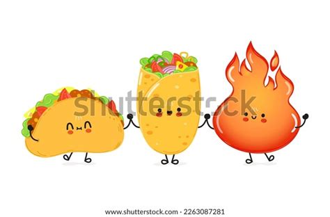 Cute Happy Taco Burrito Fire Card Stock Vector (Royalty Free ...