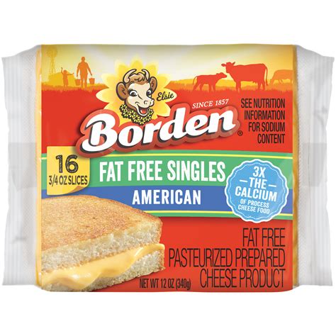 Borden Fat Free American Cheese Singles Oz Slices La Comprita