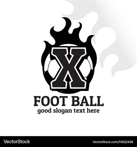 Football Logo Design With Fire Back Silhouette Vector Image