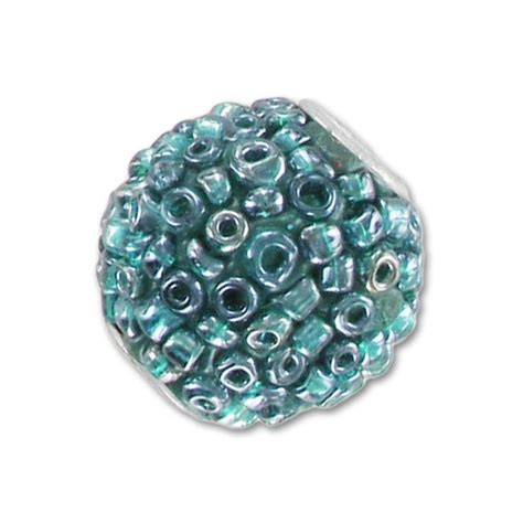 Perle ronde incrustée de rocailles 16 mm Green Turquoise x1 Perles Co