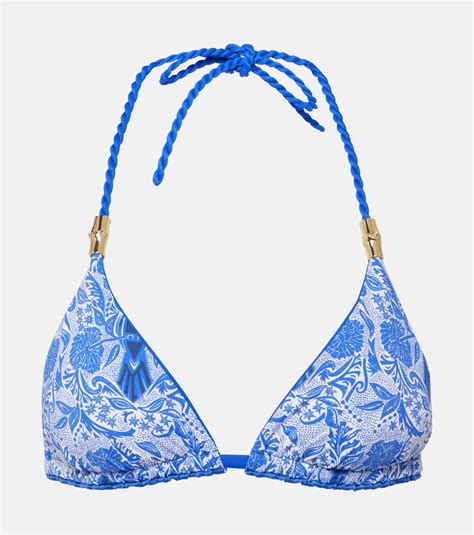 Lake Como Printed Bikini Top In Blue Heidi Klein Mytheresa