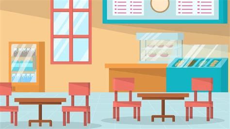 Canteen - Interior Scenes Vector Illustration