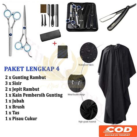 Jual Cod Paket Alat Cukur Gunting Rambut Gunting Sasak Set Potong