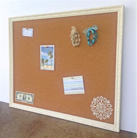 Framed Cork Bulletin Board Shabby Chic Decor Large Size Etsy Cork