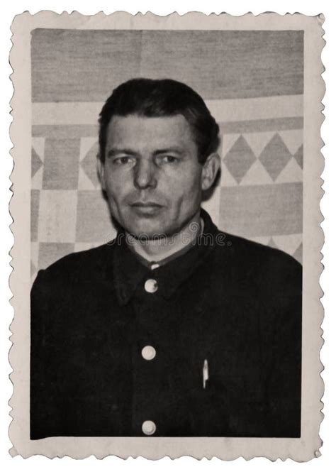 Vintage Portrait Of A Serious Thoughtful Man Of Mature Years Retro Photo From 1972 Stock Image