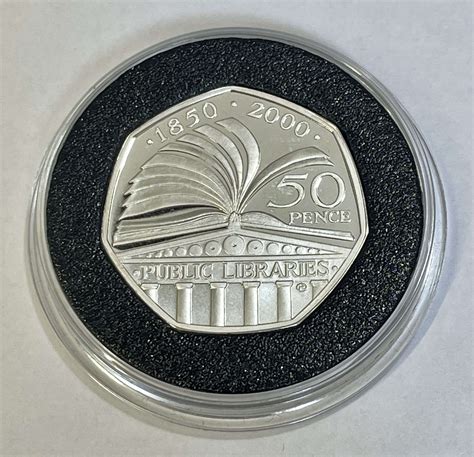 SILVER PROOF PIEDFORT FIFTY PENCE - PUBLIC LIBRARIES - £26 ...