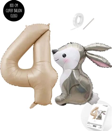 Snoes Stampertje Basis Ballon Set XXL Cijferballon Beige Zand Caramel Nude Lief Bol
