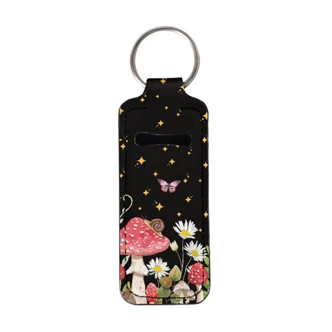 renewold cute mushroom daisy chapstick holder keychain kids lip balm