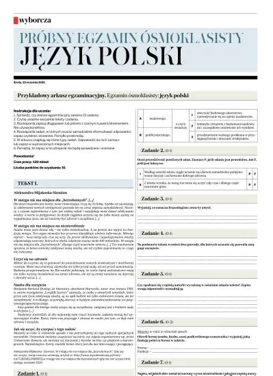 Egzamin ósmoklasisty 2020 Język polski próbne testy z odpowiedziami