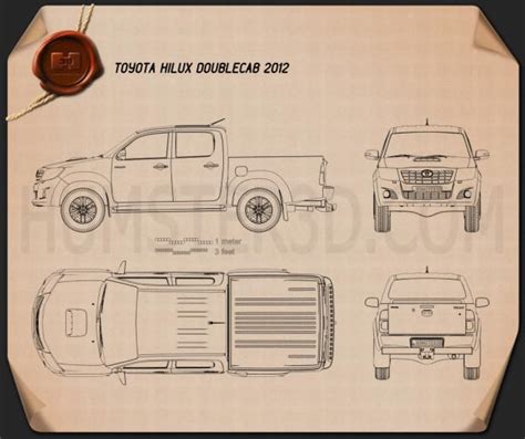 Toyota Hilux Double Cab 2012 Blueprint Hum3d