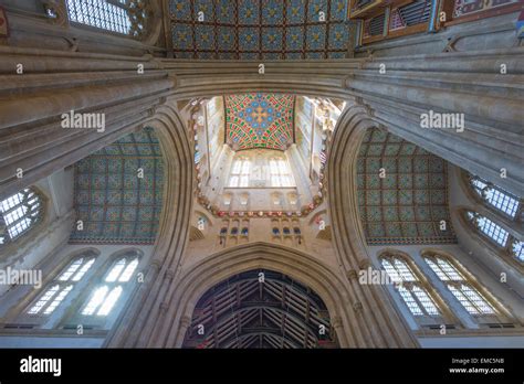 Bury St Edmunds cathedral, interior view of the lantern tower of St ...