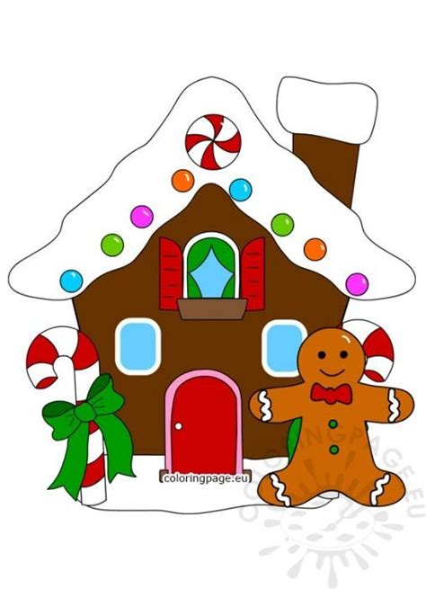 Gingerbread House With Gingerbread Man Printable Coloring Page