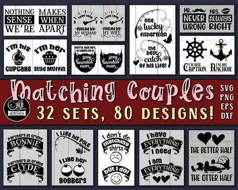 Matching Couples Svg Bundle Funny Couples Svg Romantic Love His And Hers Couples Shirts Svg