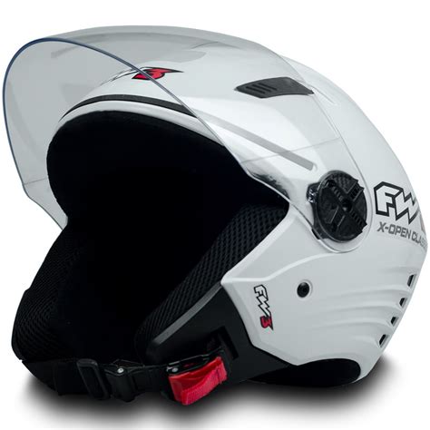 Capacete Moto X Open Classic Da FW3 Cor Branco Brilhante Tamanho 60