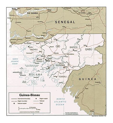 Detailed Political And Administrative Map Of Guinea Bissau With Roads