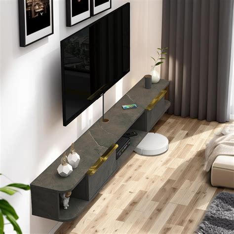 Pmnianhua Floating Tv Stand Wall Mounted Entertainment Center Tv Media