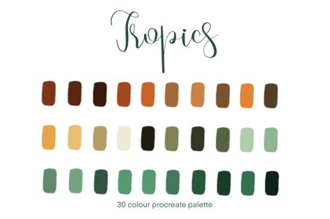 Tropics Procreate Colour Palette Procreate Digital Colour Palette