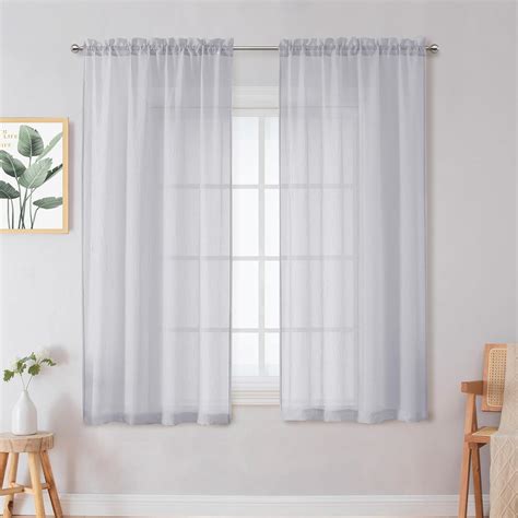 Amazon Chyhomenyc Crushed Sheer Light Grey Curtains Inch Length