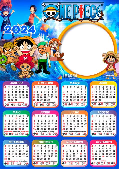 Moldura Calendário 2024 One Piece Png Imagem Legal