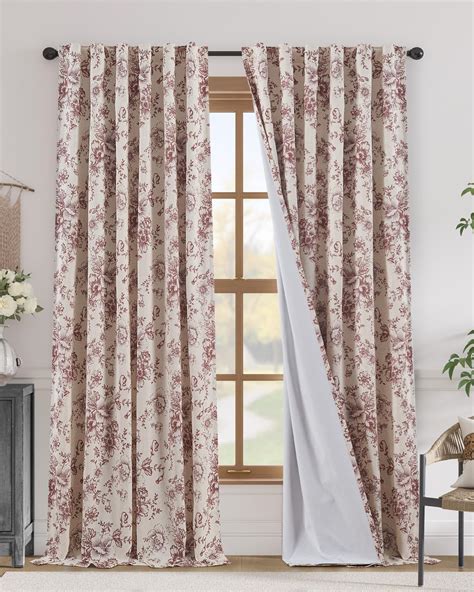 Amazon Jinchan Blackout Linen Curtains Floral Curtains For Living