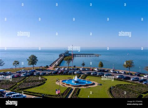 Aerial view of the Fairhope, Alabama Municipal Pier on the eastern