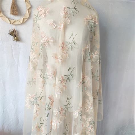 Nude Flower Embroidery Lace Delicate Embroider Floral Lace Etsy