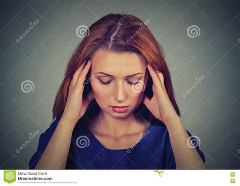 Sad Young Beautiful Woman With Worried Stressed Face Expression Looking