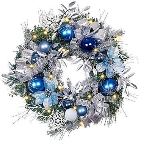 Teresas Collections Pre Lit 24 Inch Winter Land Silver And Blue