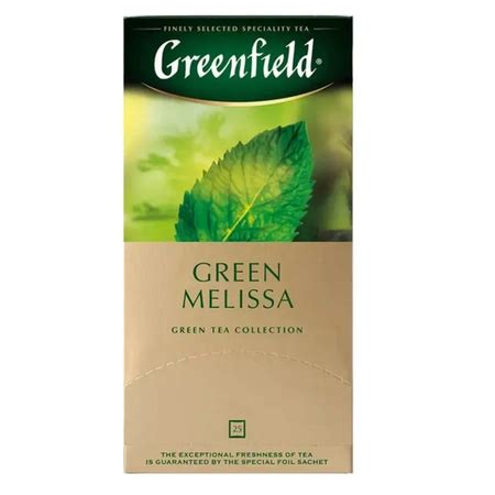 Чай Greenfield Green Melissa зеленый с малиной в пакетиках 25штук ...