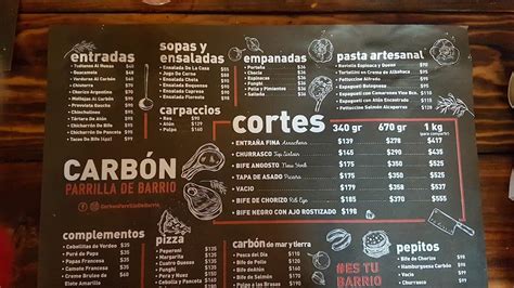 Menu at Carbón Parrilla de Barrio Guadalajara Av Guadalupe 1261