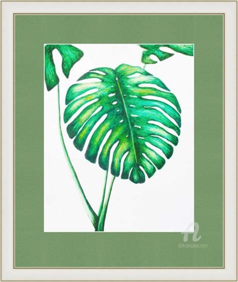 Monstera Painting By Violetta Golden Artmajeur