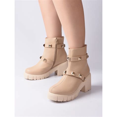 Bota Coturno Feminina Nude Spike Dourado Solado Tratorado Shopee Brasil