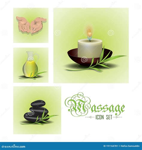 Spa Massage Icon Set Vector Illustration Decorative Design Stock