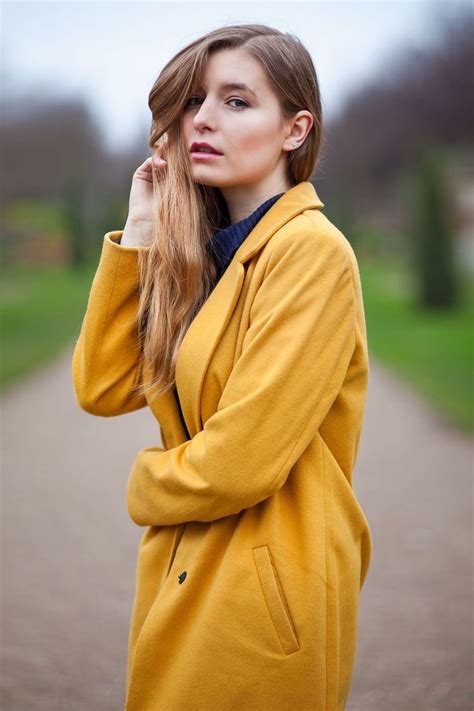 Yellow Coat Portrait Model Yellow Coat Fashion