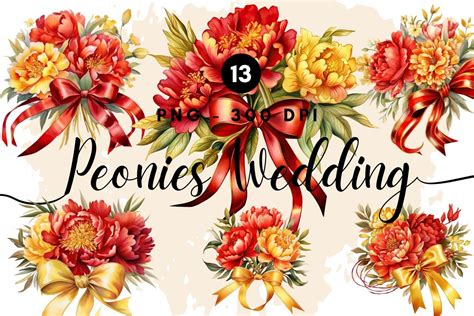 Peonies Wedding Watercolor Clipart Graphic By Lucky789 Design