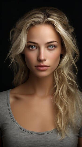 Premium Photo Beautiful Blonde Irish Girl With A Grey Backdrop In Her Portrait Generative AI