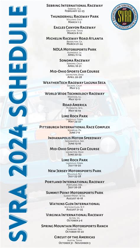 Svra Announces Schedule