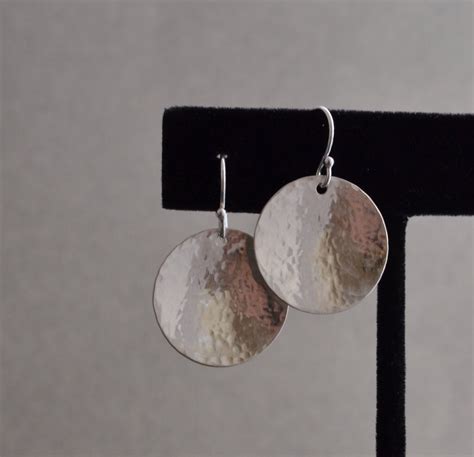 Sterling Silver Hammered Disc Earrings Large