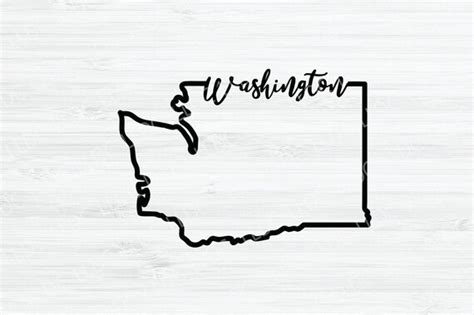 Washington Outline Svg Washington Cursive Svg Washington Etsy