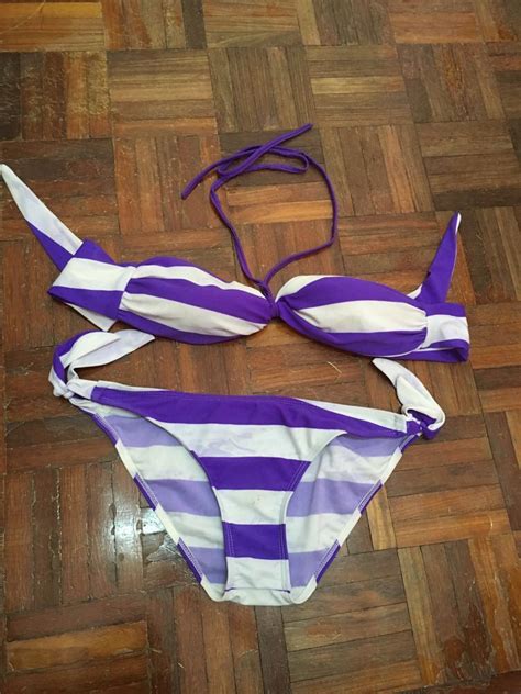 Purple White Stripe Bikini Set Swimwear Men S Fashion Bottoms