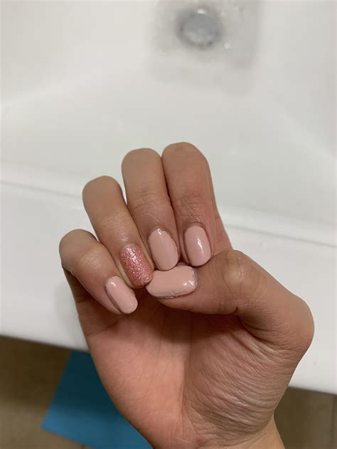 Nude Mani With Glitter Accent R NailArt
