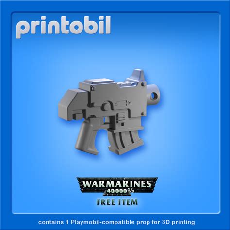 Free STL File PLAYMOBIL BOLTGUN For WAR MARINES PLAYMOBIL COMPATIBLE