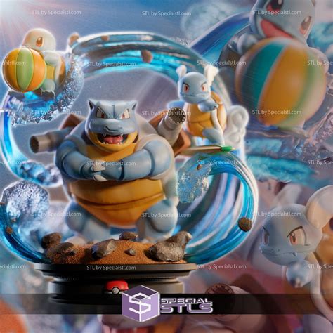 Squirtle Evolution Diorama Pokemon STL Files SpecialSTL