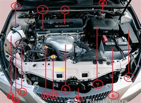 Описание подкапотного пространства Toyota Camry В40 | Поломки авто