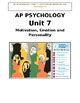 Ap Psychology Unit Motivation Emotion And Personality Notes Packet