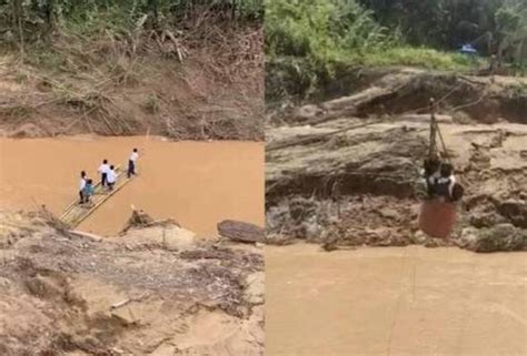 Jambatan Gantung Rosak Di Nabawan Murid Penduduk Kampung Diberi